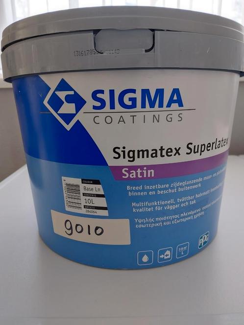 10 LITER.   SIGMA SUPERLATEX   RAL9010, Doe-het-zelf en Verbouw, Verf, Beits en Lak, Nieuw, Verf, 10 tot 15 liter, Wit, Ophalen of Verzenden