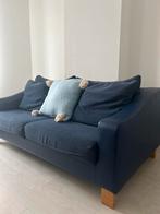 2 blauwe banken met houten poten, Huis en Inrichting, Banken | Bankstellen, Ophalen of Verzenden, Gebruikt, Tweepersoons