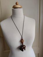 Vintage ketting/ olifant /hout, Ophalen, Bruin, Overige materialen