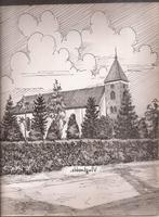 Vlagtwedde Kerk 1948 Tekening Sievers, Antiek en Kunst, Ophalen of Verzenden