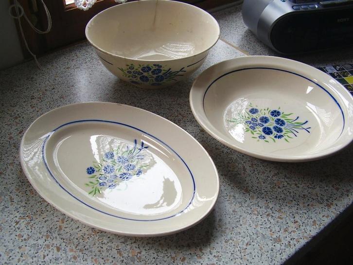 Servies met korenbloemen van Badonviller, Antiek en Kunst, Curiosa en Brocante, Ophalen of Verzenden