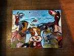 Abstracte Familie Koeien Schilderij 80x60cm hollands glorie, Antiek en Kunst, Ophalen of Verzenden