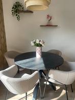 Ronde marmer look eettafel, Huis en Inrichting, Tafels | Eettafels, Ophalen, 100 tot 150 cm, Rond, Zo goed als nieuw