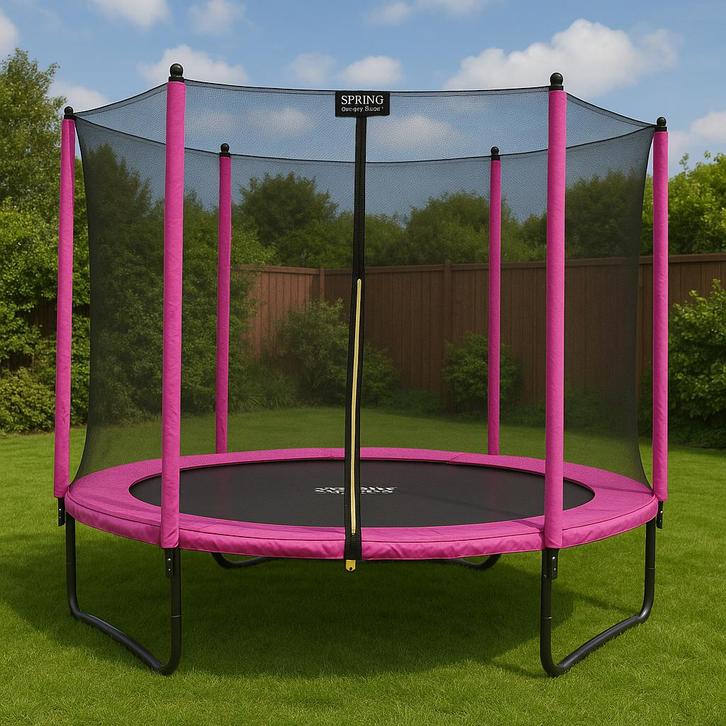 Roze Zwarte trampoline SPRING nu 20% korting, Kinderen en Baby's, Speelgoed | Buiten | Trampolines, Nieuw, Ophalen of Verzenden