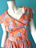 Vintage Vera Mont jurk zacht oranje maat 36, Verzenden, Oranje, Zo goed als nieuw, Knielengte