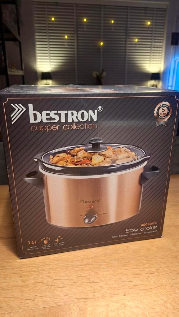 Bestron ASC350C Slowcooker - 3,5L - Koper, Witgoed en Apparatuur, Slowcookers, Nieuw, Vaatwasmachinebestendig, Ophalen of Verzenden