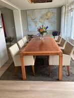 Eetkamertafel met 6 leren stoelen, Huis en Inrichting, Stoelen, Gebruikt, Bruin, Ophalen of Verzenden, Modern