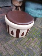 Retro poef/vintage opberg poef van sky, Huis en Inrichting, Overige materialen, Gebruikt, Rond, Minder dan 50 cm