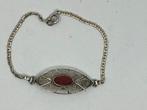 Zilveren armband bloedkoraal filigrein, Sieraden, Tassen en Uiterlijk, Armbanden, Gebruikt, Ophalen of Verzenden, Met edelsteen