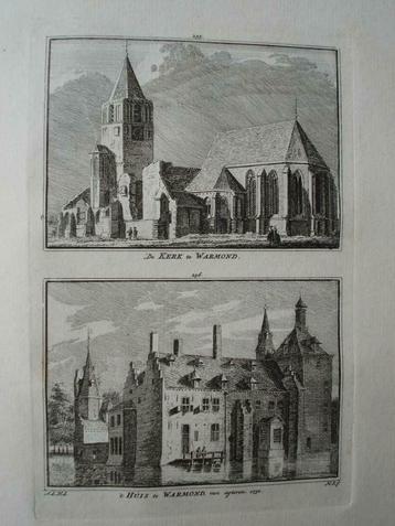 295-296 / Warmond  Huis en  Kerk Kopergravure 1750 beschikbaar voor biedingen