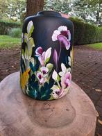 Handgeschilderde vaas., Overige kleuren, Ophalen of Verzenden, Minder dan 50 cm, Glas