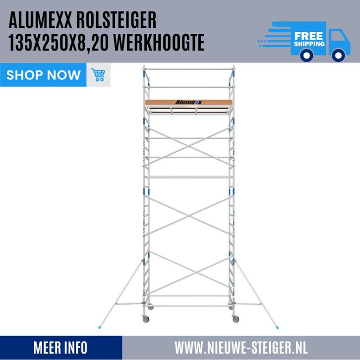 Alumexx 135x250x8,20 , Gratis Thuisbezorging !, Doe-het-zelf en Verbouw, Steigers, Nieuw, Rolsteiger of Kamersteiger, 5 meter of hoger