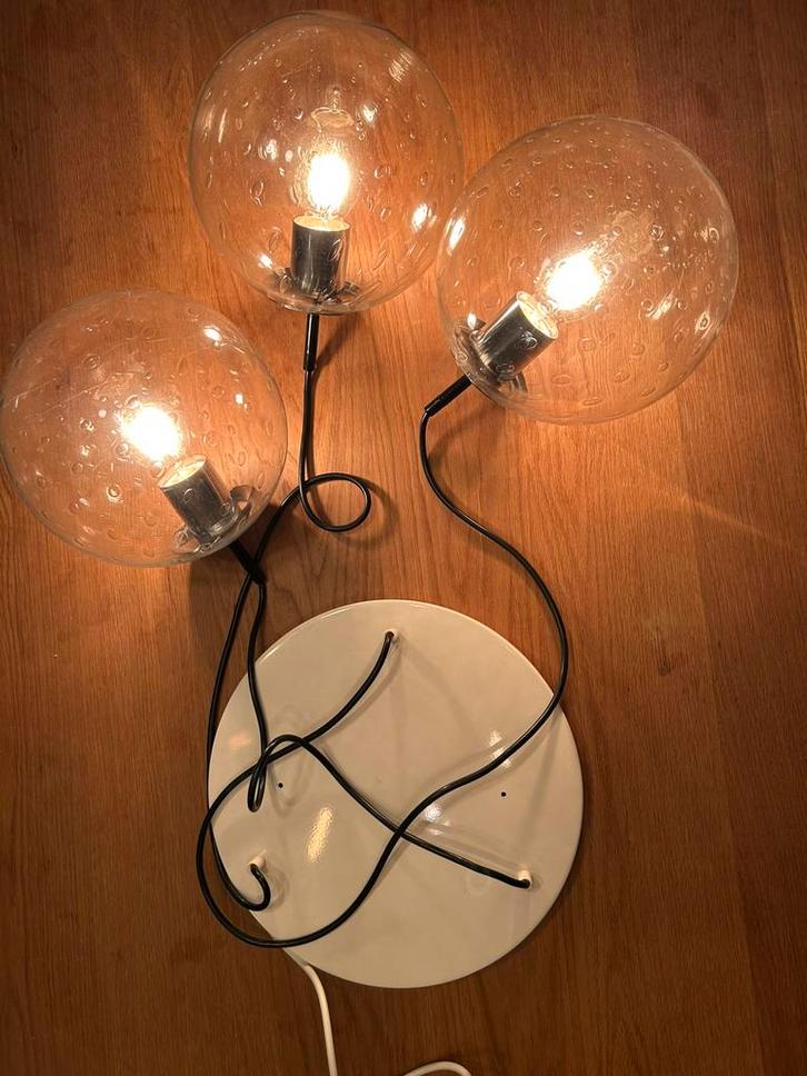Vintage Raak B 1228 clusterlamp 3 x glazen teardrops bol, Huis en Inrichting, Lampen | Plafondlampen, Zo goed als nieuw, Ophalen