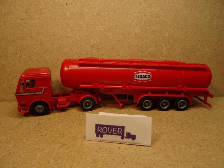 HERPA 1:87, MERCEDES SK + Tank-Oplegger "TEXACO" Zie Foto`s, Hobby en Vrije tijd, Modelauto's | 1:87, Zo goed als nieuw, Bus of Vrachtwagen