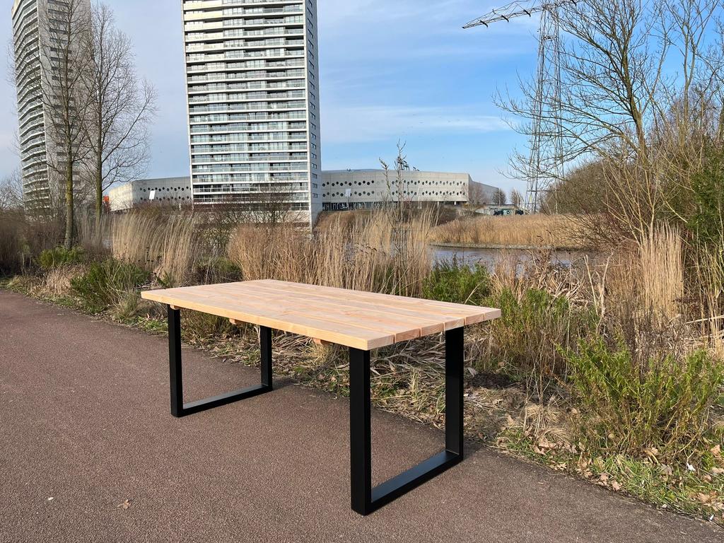 Douglashouten tuintafel met U poten | NIEUW, Ophalen of Verzenden, Zo goed als nieuw, Rechthoekig, Hout