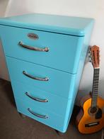 Blauw jaren 50 ladekastje, Huis en Inrichting, Kasten | Dressoirs, Ophalen, Overige materialen, 50 tot 100 cm, Zo goed als nieuw