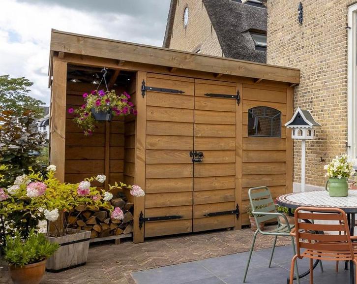 Douglas berging schuur tuinkast houthok, Tuin en Terras, Tuinhuizen, Gebruikt, Schuur, Hout, Minder dan 250 cm, 200 tot 400 cm