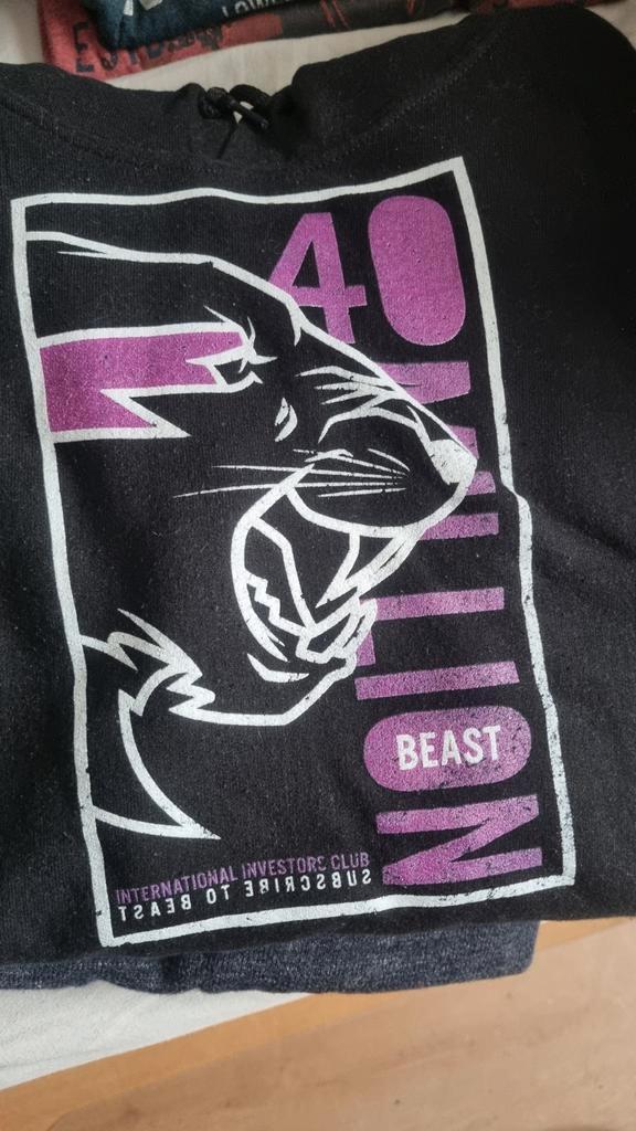 Gesigneerde MrBeast Hoodie Maat S, Kleding | Heren, Truien en Vesten, Gedragen, Maat 46 (S) of kleiner, Zwart, Ophalen of Verzenden