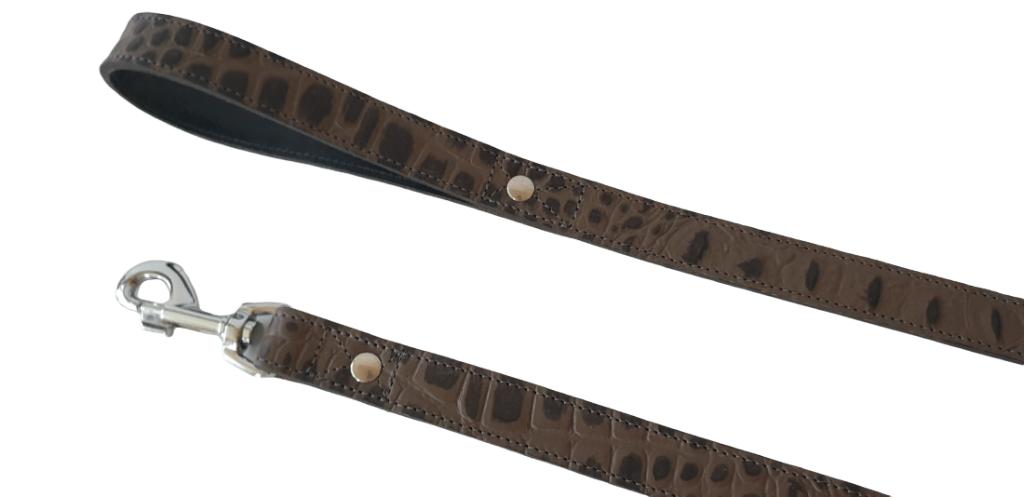 ALOKE Lederen Hondenriem Antraciet Croco L 105 cm KOOPJE!!!, Dieren en Toebehoren, Ophalen of Verzenden, Nieuw, Hondenriem