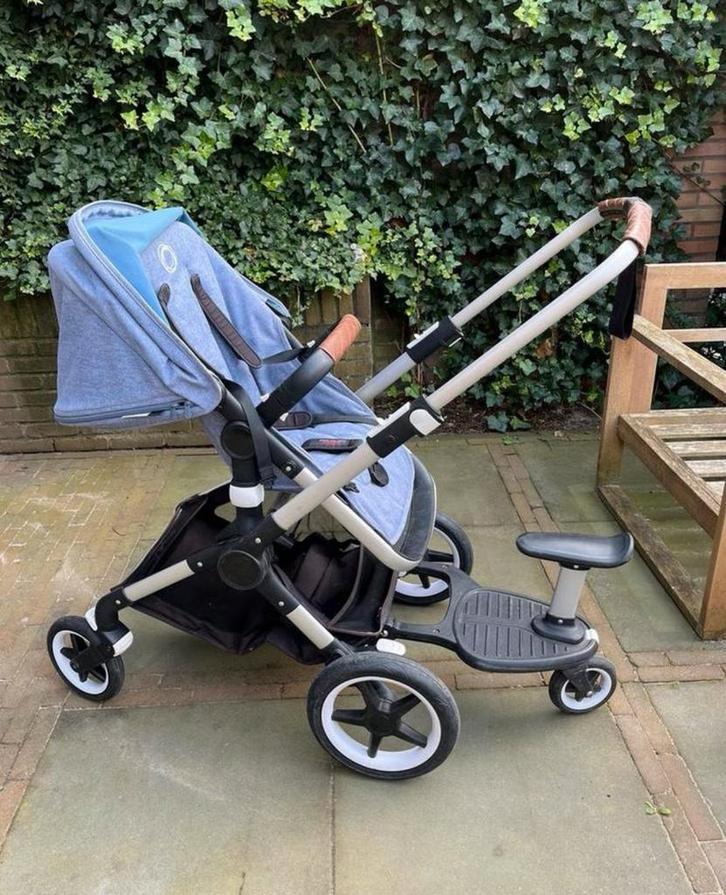 Bugaboo fox blue melange kinderwagen - Nieuwe voorbanden!, Kinderen en Baby's, Kinderwagens en Combinaties, Zo goed als nieuw