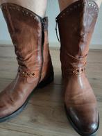 Mjus 41 cognac leren western laarsjes Ibiza cowboy studs, Bruin, Lage of Enkellaarzen, Ophalen of Verzenden, Zo goed als nieuw