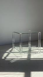 Vintage Hollywood Regency sidetable tafel glass plexiglas, Ophalen, Gebruikt, 50 tot 100 cm, Glas