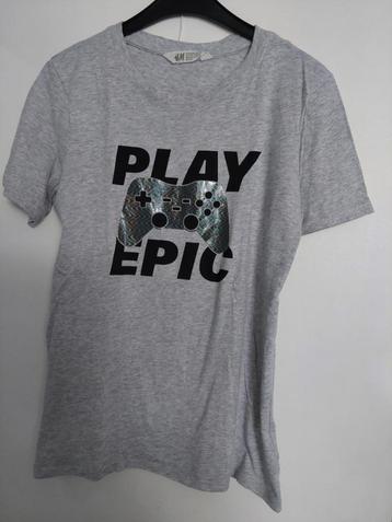 T-shirt mt 146-152 (Play) H&M m.k.m. l.grijs-zilver-zwart ZN beschikbaar voor biedingen