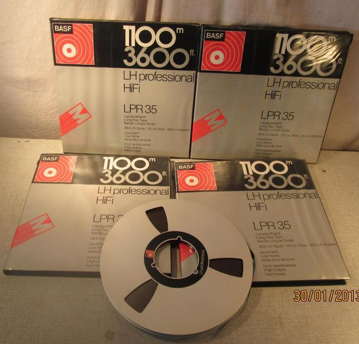 4 Metalen Bandrecorder Tapes - BASF 1100m - LPR35, Audio, Tv en Foto, Bandrecorders, Onderdeel, Met banden, Ophalen of Verzenden
