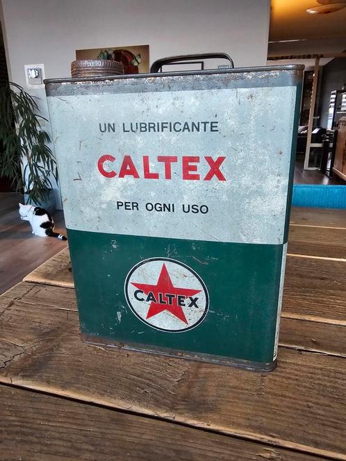 Vintage Caltex Olieblik - Groot Model - Italië, Verzamelen, Blikken, Ophalen of Verzenden