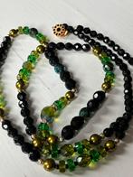 Ketting geslepen glas kralen Tsjechië vintage lang, Ophalen of Verzenden, Zo goed als nieuw, Groen, Overige materialen