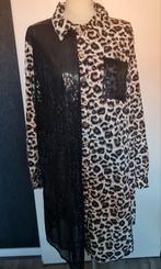 Blousejurk tijgerprint en pailletten, Ophalen of Verzenden, Zo goed als nieuw, Maat 46/48 (XL) of groter, Bruin