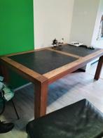 Hardhouten tafel met natuursteen, Ophalen, Gebruikt, 50 tot 100 cm, Vijf personen of meer