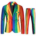 Heren regenboog kostuum pak blazer feest colbert broek luxe, Kleding | Heren, Kostuums en Colberts, Nieuw, Verzenden