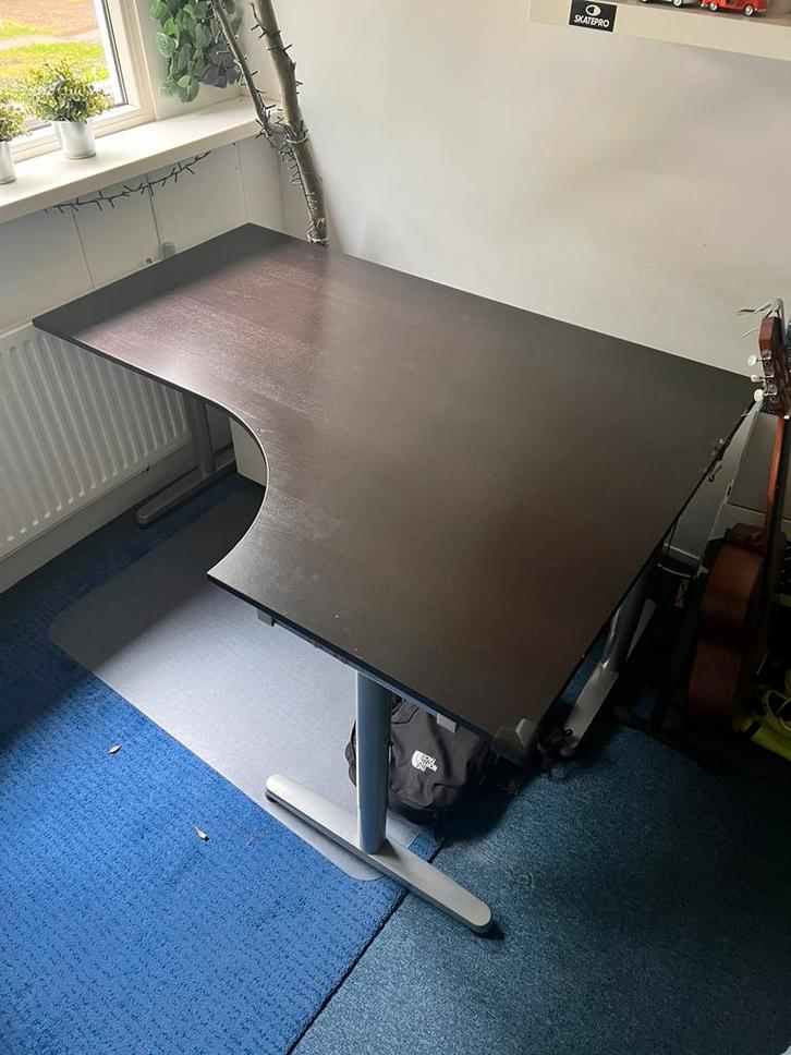 Groot hoekbureau zwart, Huis en Inrichting, Bureaus, Zo goed als nieuw, Ophalen