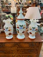 Vaas opaline glazen vazen met handgeschilderde bloemmotieven, Ophalen of Verzenden