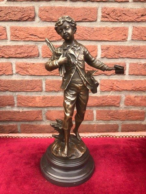 jongeman met brief, romantisch bronzen beeld, Antiek en Kunst, Kunst | Beelden en Houtsnijwerken, Ophalen of Verzenden