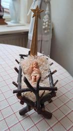 ANTIEKE KERSTKRIBBE MET WASSEN KINDJE EN STER VAN BETLEHEM, Verzenden, Gebruikt