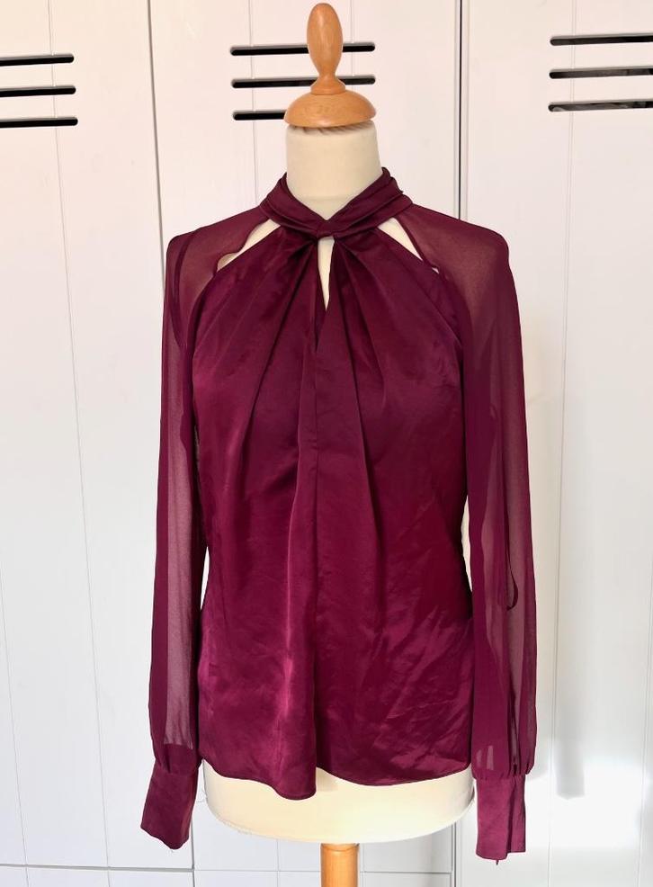 KAREN MILLEN glam style blouse * burgundy * mt 36/S, Kleding | Dames, Blouses en Tunieken, Zo goed als nieuw, Maat 36 (S), Rood