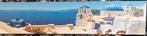 119x25 cm grieks uitzicht canvasfoto, Huis en Inrichting, Woonaccessoires | Schilderijen, Tekeningen en Foto's, Gebruikt, Ophalen