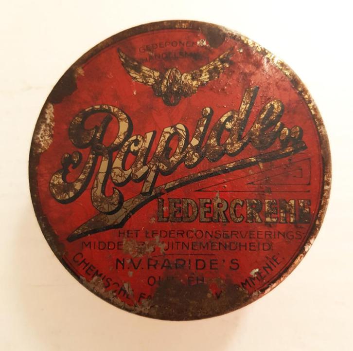Antieke brocante blik Rapide Ledercrème Krommenie, Antiek en Kunst, Curiosa en Brocante, Verzenden