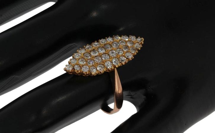 Prinsessen ring 14k goud 36 diamanten fraai vintage sieraad, Sieraden, Tassen en Uiterlijk, Ringen, Zo goed als nieuw, Dame, 17 tot 18