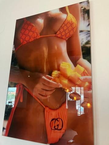 Glasschilderij 60x90cm Sexy Lady beschikbaar voor biedingen