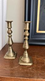 Stel antieke Engelse kandelaars 1880, Ophalen of Verzenden, Koper of Brons