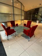 Retro set met 4 stoelen en glazen tafel, Ophalen, Zo goed als nieuw