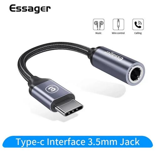 Essager USB Type C naar Jack Oortelefoon Adapter, Telecommunicatie, Mobiele telefoons | Samsung, Nieuw, Ophalen of Verzenden