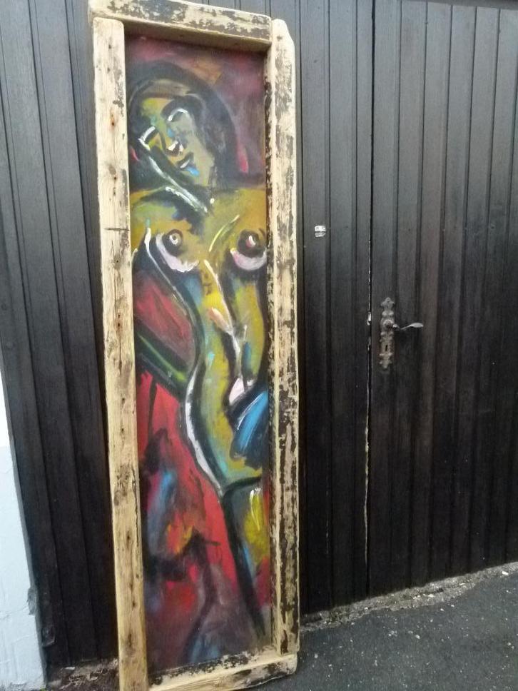 vintage figuratief op paneel 60er jaren Berlijn, Verzamelen, Retro, Huis en Inrichting, Ophalen