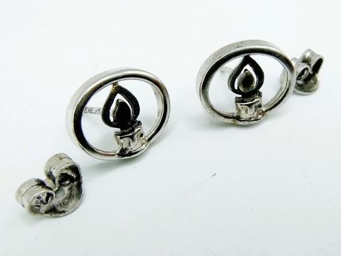 Zilveren oorbellen met kaarsen, T. Klots, Pforzheim, Sieraden, Tassen en Uiterlijk, Oorbellen, Zo goed als nieuw, Knopjes of Stekers