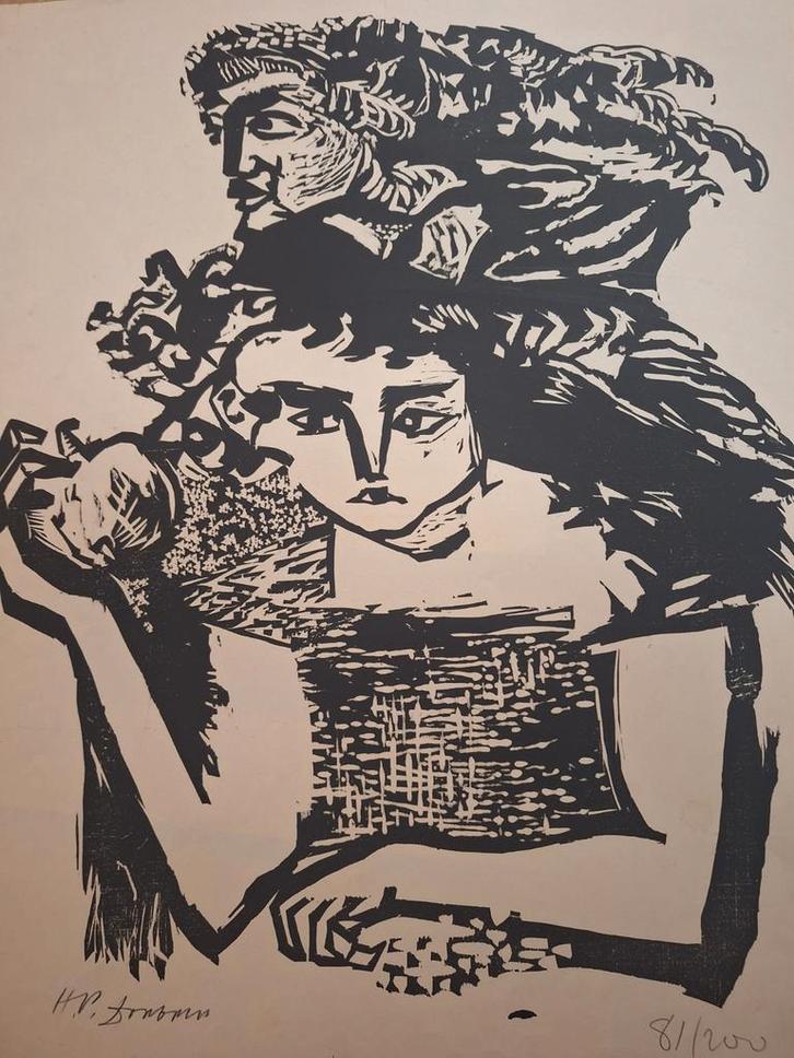 Houtsnede van H.P. Fromm - Genummerd, Antiek en Kunst, Kunst | Etsen en Gravures, Ophalen of Verzenden