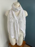 Dunne roomwit creme sjaal pailetten zilver, Ophalen of Verzenden, Zo goed als nieuw, X, Sjaal