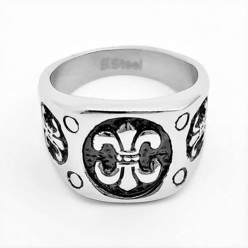 Roestvrij stalen Ring  Fleur de lis RVS Zilverkleur - Heren, Sieraden, Tassen en Uiterlijk, Ringen, Nieuw, Heer, 20 of groter